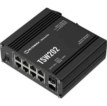 Síťový prvek Teltonika TSW202 průmyslový L2 manažovaný switch, 8 x PoE+ 10/100/1000, 2x SFP, bez zdroje