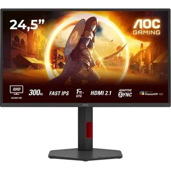 Monitor AOC LCD herní Q25G4SR 24,5" IPS/2560x1440@300Hz/0,3ms/400cd/2xHDMI/DP/Repro/Pivot/HAS/VESA