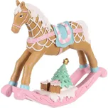 Vánoční dekorace Houpací koník, růžová, polyresin, 17 cm 207730072