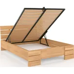 Prodloužená buková postel s úložným prostorem Sandemo Rozměr: 120x220, Odstín moření: Buk přírodní