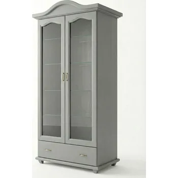 Šatní skříň Vitrína Ludvík 2D1S - masiv borovice Odstín: Šedá krycí barva