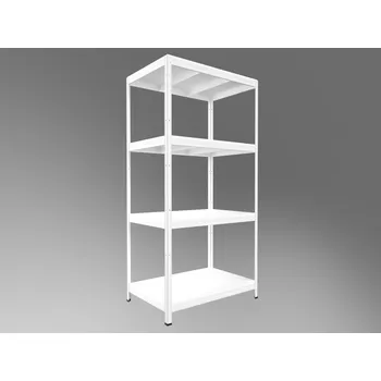 Dílenský regál Kovový regál bezšroubový Biedrax 60 x 120 x 180 cm, bílý - 4 police bílé lamino 12mm