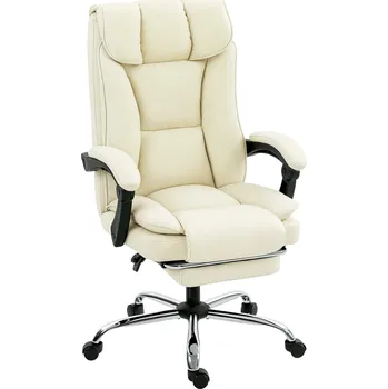 Kancelářská židle s podnožkou | béžovo-černá