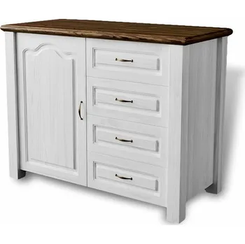 Komoda Komoda Merlin 1D4S - masiv borovice Odstín: Bílá krycí barva