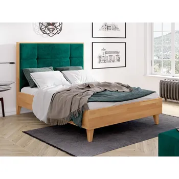 Postel Postel z masivu buk Frida s čalouněným čelem Rozměr: 120x200, Odstín moření: Buk přírodní, čalounění postele: French 677