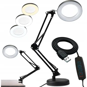 Lampička LED Stolní Lampa 8W CCT Rýsovací Kosmetická Sklo Zvětšovací Lupa