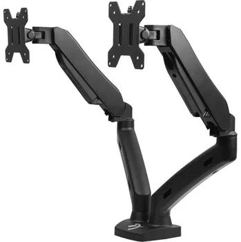 Držák monitoru AROZZI ALZARE DUO/ stolní držák pro 2 monitory/ plynový píst/ ocel, hliník/ černý