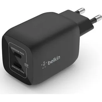 Belkin BOOST CHARGE™ Duální 65W USB-C Power Delivery GaN PPS nástěnná nabíječka, černá