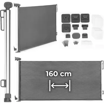 Dětská zábrana Ochranná zatahovací bezpečnostní brána 160 cm pro schody a dveře šedá ECOTOYS