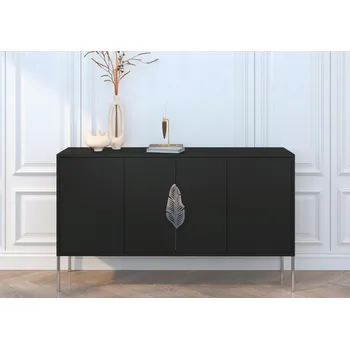 Komoda Černá komoda Merlin 4D Barva doplňků: stříbrná