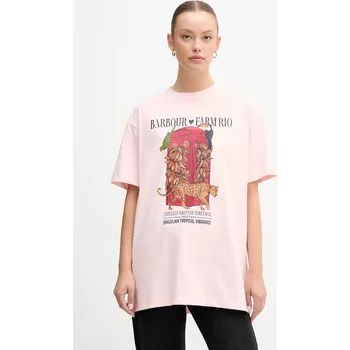 Pánské tričko Bavlněné tričko Barbour x Farm Rio LTS0699 růžová 03X, vel. L