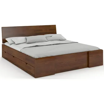 Postel Zvýšená postel s úložným prostorem Hessler Drawers - masiv borovice Rozměr: 120x200, Odstín moření: Ořech
