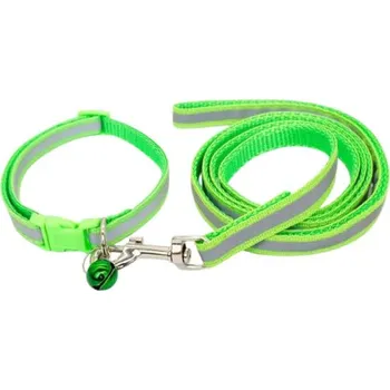 Vodítko pro psa Sada obojek s vodítkem pro štěně sv.zelená reflex