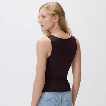 Dámské oblečení Reserved - Hladký top - hnědá - 241HT-88X - 241HT-88X-XL