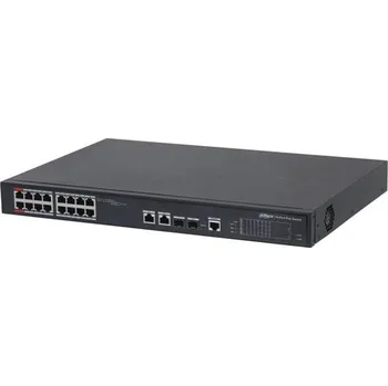 Počítač DAHUA PoE L2 switch 16x 100Mb + 2x 1Gb/SFP, 16x PoE 802.3af/at/Hi-PoE <60W, celkem PoE 240W