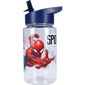Vadobag • Plastová láhev na pití Spiderman s brčkem a ouškem - 450 ml