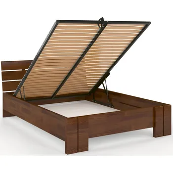 Postel Prodloužená postel z masivu borovice Arhus s úložným prostorem Rozměr: 120x220, Odstín moření: Ořech