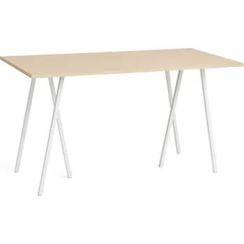 Jídelní stůl Hay, Stůl Loop Stand vysoký zesílená lakovaná dubová deska stolu bílé nohy 180 cm - Formadore