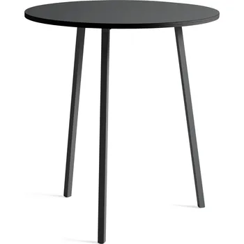 Jídelní stůl Hay, Stůl Loop Stand kulatý jasanová deska stolu s černým linoleem nohy černé 90 cm - Formadore