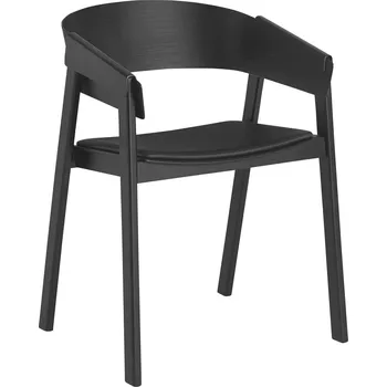 Jídelní židle Muuto, Židle Cover s čalouněným sedákem s područkami černá - Formadore