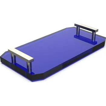 Úložný box Decor Walther, Koupelnová podložka Kristall s poniklovanými úchyty tmavě modrá - Formadore