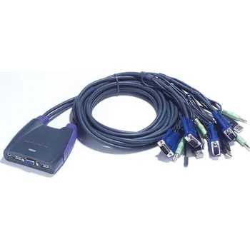Aten 4-port KVM USB mini, audio, 1.8m kabely