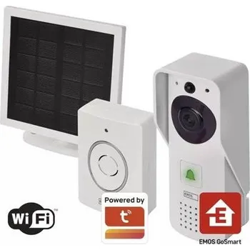 Domovní zvonek Emos GoSmart Domovní bezdrátový bateriový videozvonek IP-09D s wifi a solárním panelem