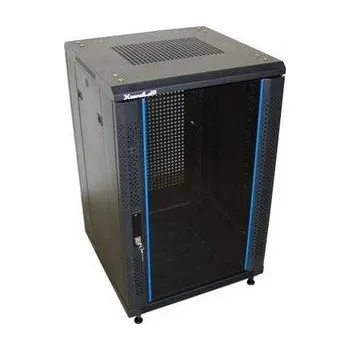 Rozvaděč XtendLan 18U/600x600 stojanový, černý, skleněné dveře, perforovaná záda