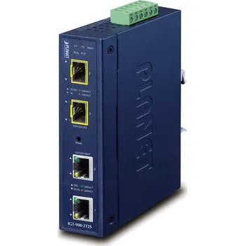 Switch Planet IGT-900-2T2S IP30 průsmyslový konvertor 2x 1000Base-T, 2x SFP port, SNMP, VLAN, Backup Link, -40až+75st, 9-48VDC