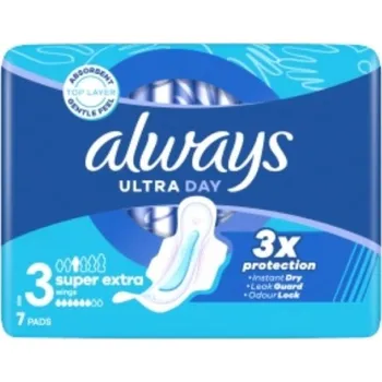 Menstruační vložka Always Ultra Super Extra Night dámské vložky s křidélky, 7 ks