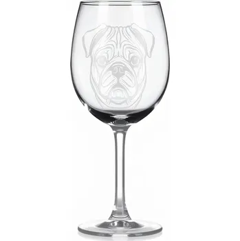 Sklenice Sklenice na víno s gravírovaným motivem – Mops – 2