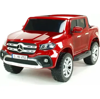 Dětské elektrovozidlo Elektrické autíčko Mercedes Benz X-Class 4x4 červený s MP4 (Lakovaný, houpání, 4x 45W, dvoumístný Pick-Up)