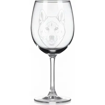 Sklenice Sklenice na víno s gravírovaným motivem – Shiba Inu
