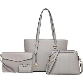 Kabelka Set 4 produktů - byznys kabelka, crossbody kabelka, psaníčko a dokladovka Miss Lulu šedý LG2110-GY