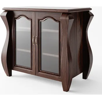 Komoda Vitrína Ludvík 2D - masiv borovice Odstín: Ořech