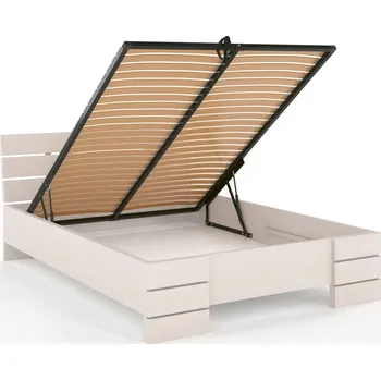Postel Prodloužená buková postel s úložným prostorem Sandemo Rozměr: 120x220, Odstín moření: Bílá