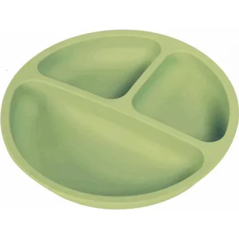 dětský talíř BocioLand Silikonový talíř tříkomorový Olivový