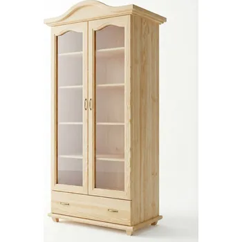 Šatní skříň Vitrína Ludvík 2D1S - masiv borovice Odstín: Borovice přírodní
