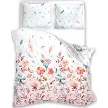 Faro • Saténové ložní povlečení Milagro Verde - motiv Luční kvítí - 100% bavlna - 70 x 90 cm + 140 x 200 cm