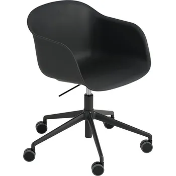 Křeslo Muuto, Křeslo na kolečkách Fiber Swivel na hliníkových nožkách s regulací výšky černé - Formadore