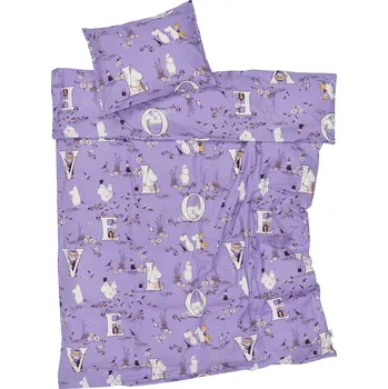 Povlečení Arabia Finland, Povlečení Arabia Finland Mumínci Love s povlakem na polštář 50 x 60 cm 150 x 210 cm fialové - Formadore