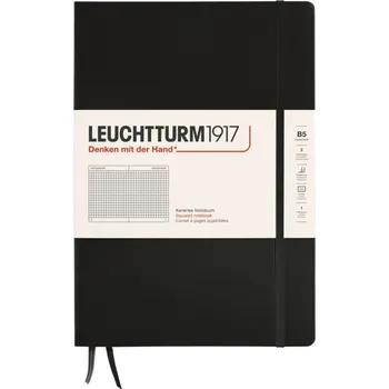 Diář Leuchtturm 1917, Zápisník Leuchtturm 1917 B5 v tvrdých deskách, linkovaný, 219 stran, černý, 80 g/m² - Formadore