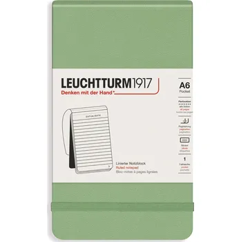 Diář Leuchtturm 1917, Zápisník linkovaný v tvrdých deskách Leuchtturm 1917 A6, 184 stran, šalvějově zelený, 80 g/m² - Formadore