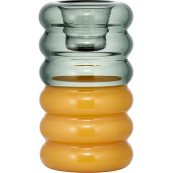 Svícen Design Letters, Svícen na klasickou svíčku Hoop žluto-šedý - Formadore