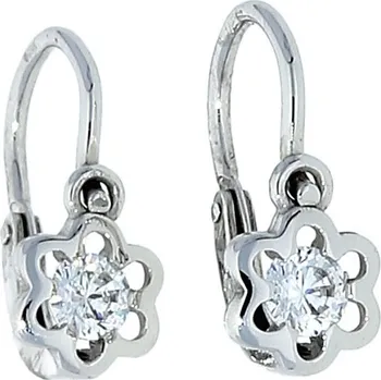 Náušnice Goldstore Dětské náušnice stříbrné kytičky bílý zirkon Váha: 0.75 g