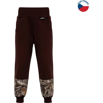ZÁHOŘÍ Rudel ZÁHOŘÍ Dětské softshellové kalhoty - hnědé s kamufláží Velikost: 146