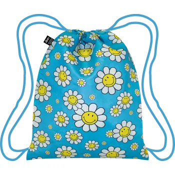 Městský batoh LOQI, Batoh LOQI Smiley Flowers, modrý - Formadore