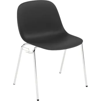 Jídelní židle Muuto, Židle Fiber A Base na chromových nožkách s konektorom a protišmykovými podložkami černá - Formadore