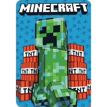 Dětská deka MLC • Fleecová deka Minecraft - motiv Creeper & TNT - 100x140 cm