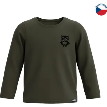 Chlapecké tričko ZÁHOŘÍ Rudel ZÁHOŘÍ Dětské tričko dlouhý rukáv - zelené sova Velikost: 146